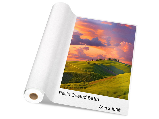 1 x Premium RC Satin Photo Paper Roll 24 inch x 100 ft Wide Format Inkjet Print (New Upgrade, Resin-Coated Layer in The Back, More Durable More...