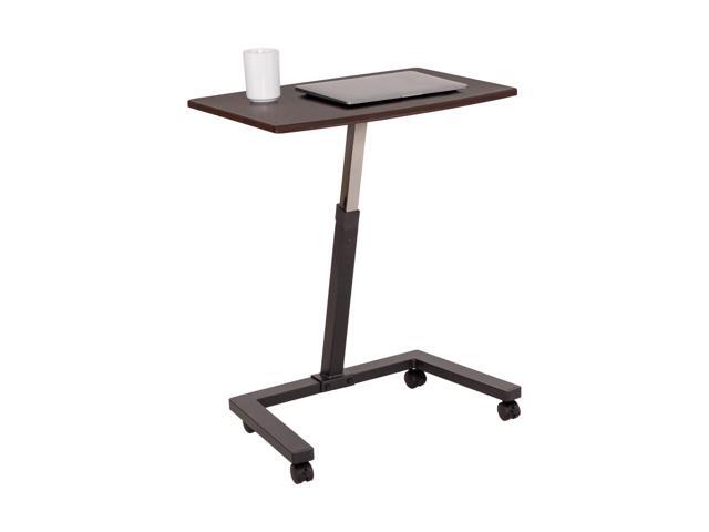 Airlift Height Adjustable Mobile Rolling Laptop Cart Computer Workstation Desk, Table for Home, Office, Classroom, Hospital, w/Wheels, Walnut, Flat...