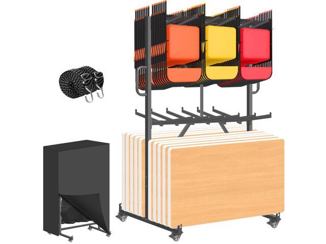Folding Chair Rack, Heavy-Duty Folding Chair Rack for 84 Chairs or 12 Tables, 1100 lbs Capacity, Heavy Metal Chair Holder Rack with Locking.