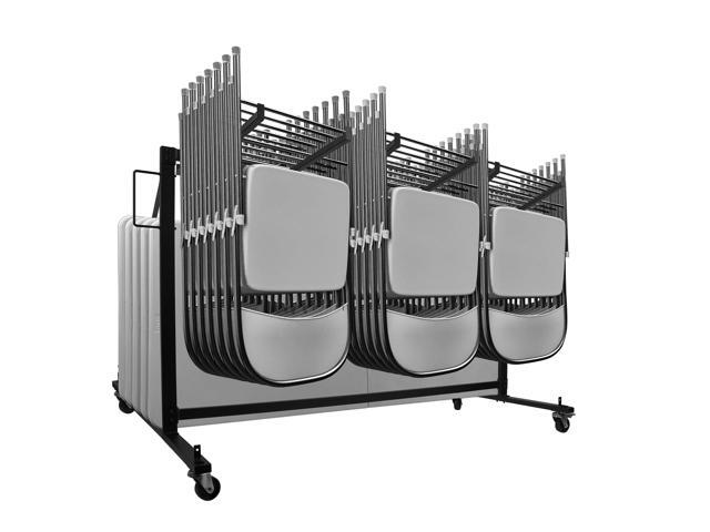 Folding Chair Rack, 400 lb Capacity, Holds Up to 42 Chairs or 12 Tables, Large Wheeled Storage Cart for Events, Schools, Churches, Matte Black