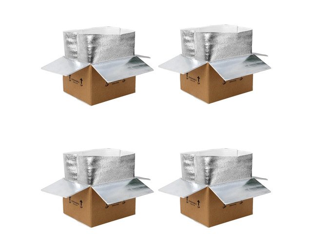 12x10x8''4 Pack Insulated Shipping Boxes with Aluminum Foil Liner, Double Insulated Carton for Frozen Food and hot,Reusable Perishable Shipper...