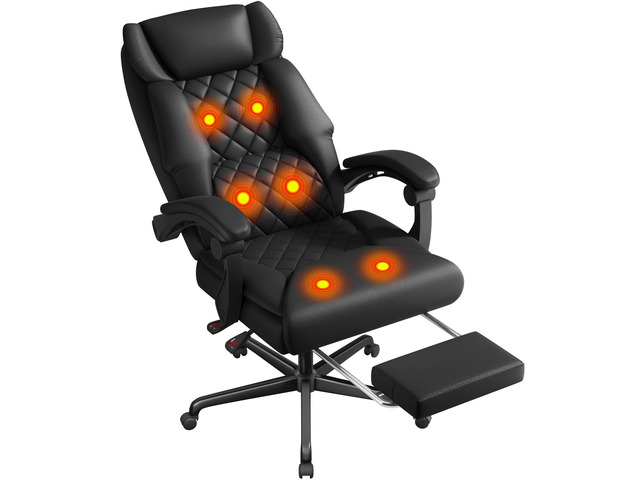 Massage Office Chair with Heat & 6 Vibration Points, 400LBS Big and Tall Office Chair with Foot Rest, High Back Ergonomic Reclining Executive Desk...