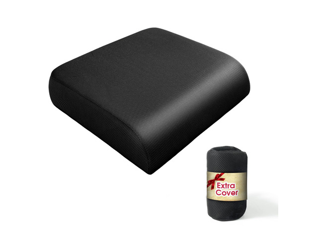 Extra Thick Large Seat Cushion with Extra Cover, Gel Memory Foam Cushion with Carry Handle Non Slip Bottom, Pain Relief Coccyx Cushion for Office...