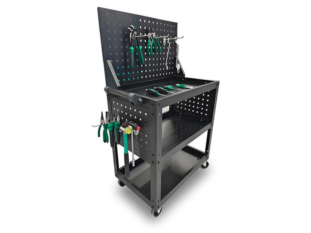 3 Tier Rolling Tool Cart on Wheels - Metal Service Cart Industrial Utility Cart for Mechanic - 330LBS Load Mobile Storage Organizer for Garage