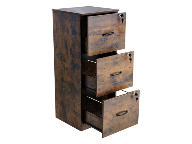3 Drawer File Cabinet with Lock, Vertical Filing Storage Cabinets for Home Office, Heavy-Duty Locking Cabinet with 2-Level Adjustable Hanging Rod...