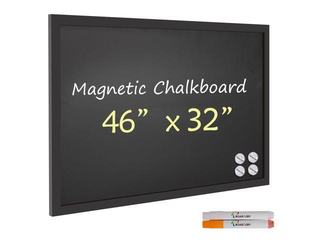 Magnetic Chalkboard Black Board 46 x 32, Extra Large Chalk Board Blackboard for Wall Decor, Easy-to-Erase Wood Framed Magnet Board, 4 Magnets for...