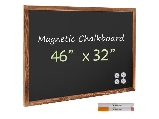 Magnetic Chalkboard Black Board 46 x 32, Extra Large Chalk Board Blackboard for Wall Decor, Easy-to-Erase Wood Framed Magnet Board, 4 Magnets for...
