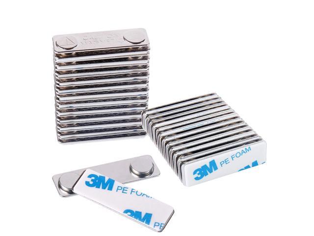 Strong Magnetic Name Badge Holders with Steel Back Plate, 100 Pack Name Tags/ID Badge Magnets, Fastener with 3M Adhesive on Front Plate,Strength...