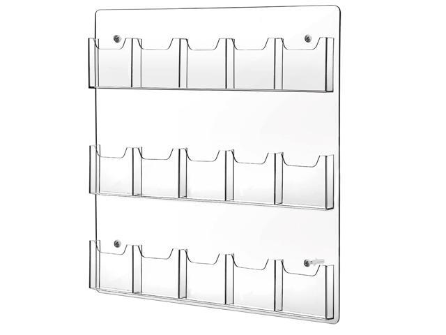 15 Pockets Clear Acrylic Brochure Pamphlet Holder Brochure Display Stand Business Tri Fold Brochure Multi Slot Holder Rack Wall Mount Pocket for...