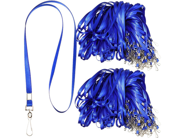 500 Pcs Lanyard Bulk Lanyards for Id Badges Lanyards for Keys Safety Woven Badge Lanyard with Clip Swivel J Hooks (Blue)