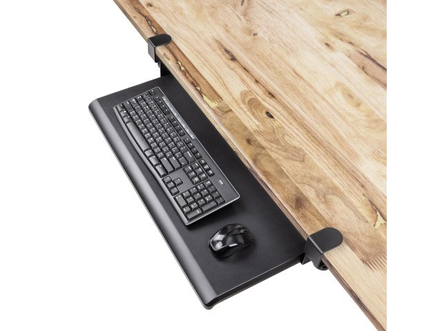 Under Desk Keyboard Tray, Large 27.5' x 12.2' Slide-Out Clamp-On Drawer with Steel C-Clamps, Ergonomic Platform Fits Full-Size Keyboard and Mouse,...