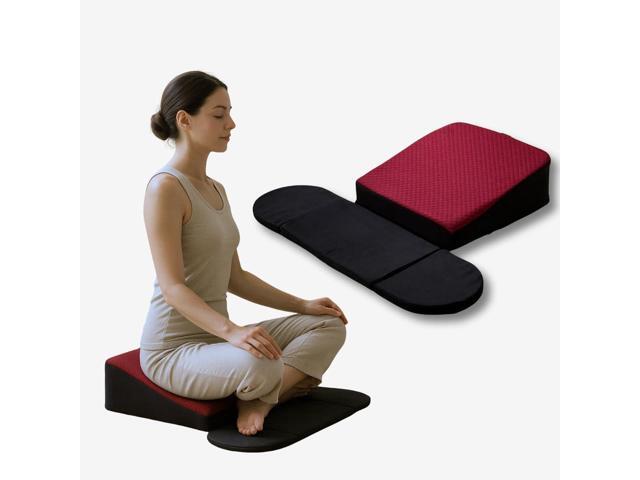ZenSlope Pro Seat Elevated Meditation Cushion to Lift The Spine with Foldable Wings for Ankles,Premium Quilted Fabric & Carry Case Ideal for.