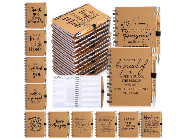 100 Pcs Employee Appreciation Gifts Bulk Inspirational Thank You A6 Notebook with Pens Back to School Gifts Thank You for Teacher Employee Coworker...