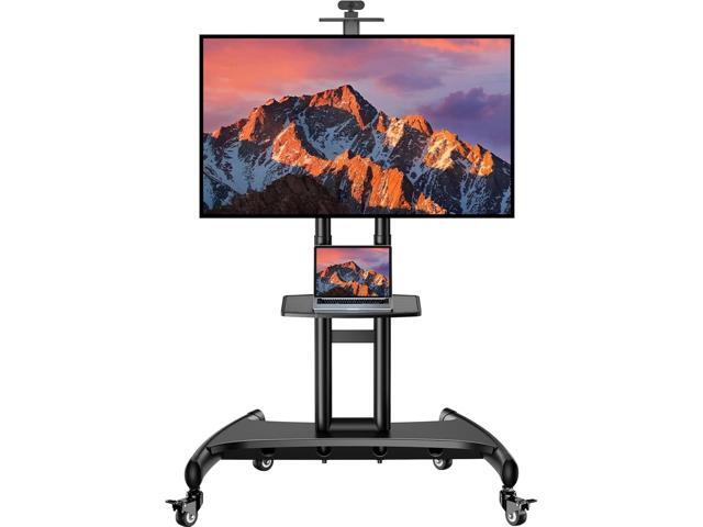 Rolling TV Stand with Wheels for 32-85 Inch LCD LED 4K Flat Screen TVs, Tilt Mobile TV Cart with Shelf Holds Up to 100 lbs, Height Adjustable Floor...
