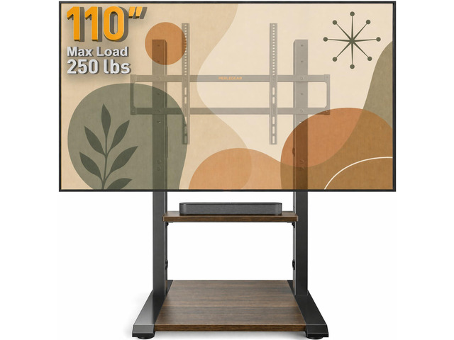 Floor TV Stand for 50110 TVs with Power Strip, Holds Up to 250 lbs, Universal Standing TV Mount with Adjustable Shelf & Feet, Max VESA 800x600mm,...