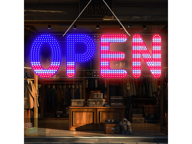 30'x10' Open Sign, Large LED Open Sign for Business, Ultra Bright and Dimmable, Includes 12V Adapter with 4 Lighting Modes for Storefront, Bar,...