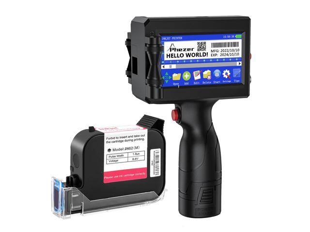 Handheld Inkjet Printer Gun P15U with Quick-Drying Ink Cartridge, 0.5inch/12.7mm Nozzle Portable Handheld Printer for...