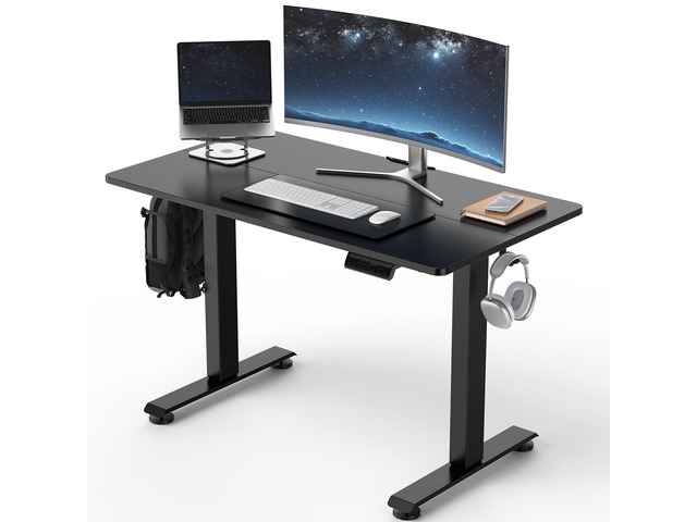 39.4 Inch Large Electric Standing Desk, Gaming Table, Black Height Adjustable Sit Stand Up Computer Tables for Home Office, Study, Writing, Suit...