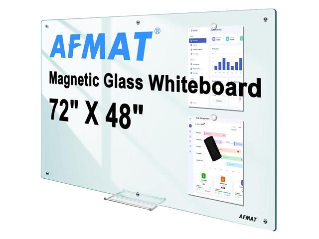 Magnetic Glass Dry Erase Board, 72' x 48' Glass Wall Mounted Whiteboard, 4mm Tempered Glass w/Strong Magnetic Surface, Large Frameless White Board.