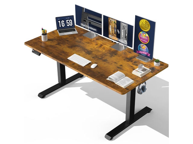 63' x 28' Super Large Standing Desk, Conference Room Tables, Brown Height Adjustable Electric Computer Desk, Sit to Stand Up, Modern Workstation...