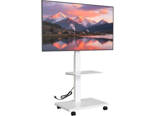 Steel Base Rolling TV Stand with Power Outlet for 32-75 inch TVs,WH Leveling & Tilt & Swivel Mobile TV Stand, Up to 110 lbs, Hidden Wire Management,.