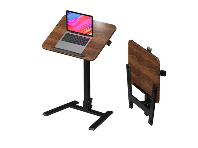 25' Mobile Folding Desk: Pneumatic Sit-Stand, No Assembly 29-42' Height Adjustable Rolling Laptop Desk, Hidden Wheels, 0-90° Tilt Top. Ideal for...