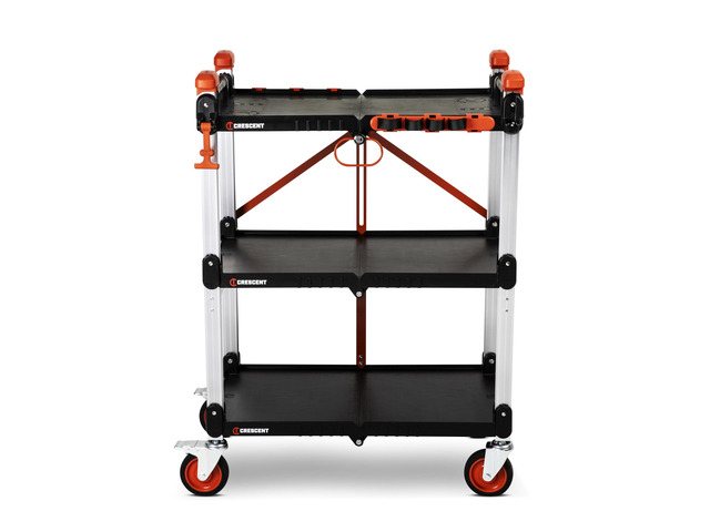 SITERUNNER, 3 Shelf Heavy Duty Folding Jobsite Cart - 300-lb Capacity, F3SCBL