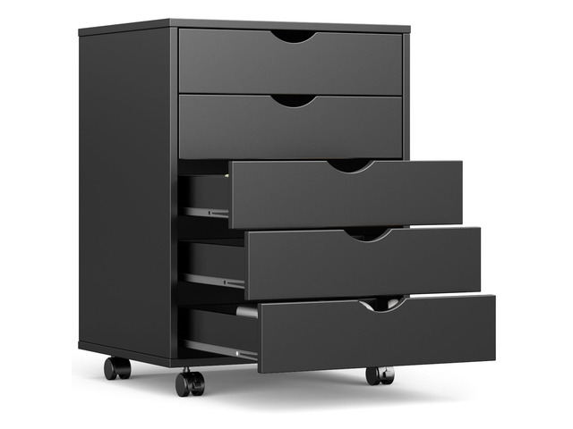 5 Drawer File Cabinet with Wheels, Under Desk Storage Printer Stand 15.75'D x 18.74'W x 25.39'H, Holds Printer, Office Supplies, Not For Hanging...