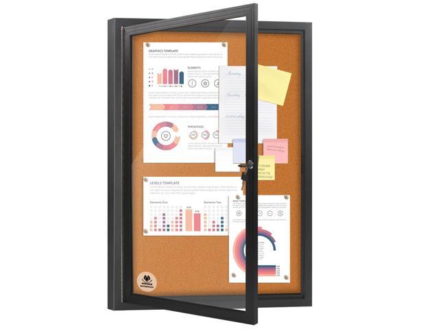 Lockable Outdoor Enclosed Bulletin Board, Weatherproof Cork Noticeboard with Locking Door, Tamperproof Wall-Mounted Aluminum Frame Notice Poster.