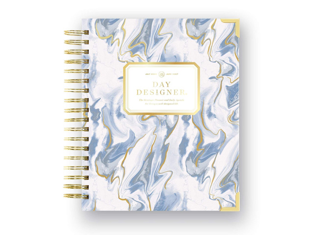 2026-2027 Daily Academic Planner, 7.4'x9.5', Azure July 2026 - June 2027, Glossy Laminated Cover, Wirebound, Laminated Tabs, Storage Pocket,...