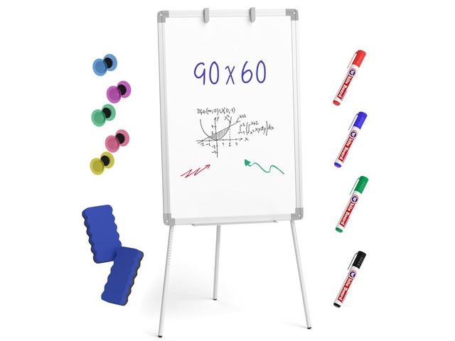 Easel Whiteboard with Stand, 36 x 24'' Magnetic Dry Erase White Board Tripod Height Adjustable with Pens, Eraser, Magnet, Flipchart Easel Stand...