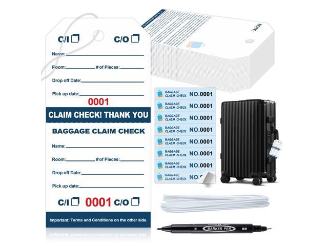 1000 Pcs Hotel Luggage Claim Tags 001 to 1000 with Strings 4-3/4 x 2-3/8 Inch with 8 Labels & Matching Numbers Durable Paper Baggage Check Tags.