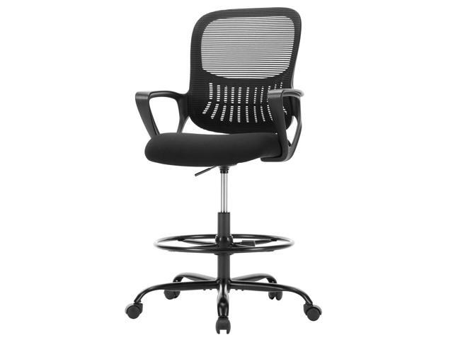 Tall Drafting Desk Chair - Ergonomic High Stool Computer with Adjustable Height and Comfy Lumbar Support, Office Rolling Counter with Flixed Arms...