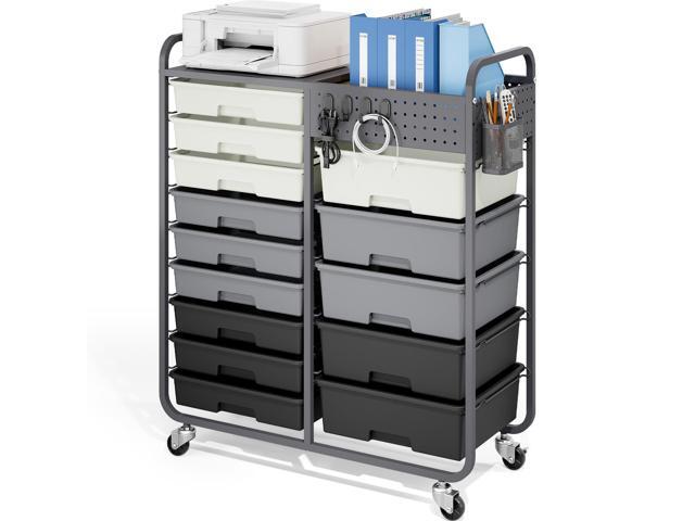 14 Drawer Rolling Storage Cart with Tabletop and Pegboard for Crafts Grey Easy Setup, Large Capacity, Sturdy Build, Smooth Mobility, For...