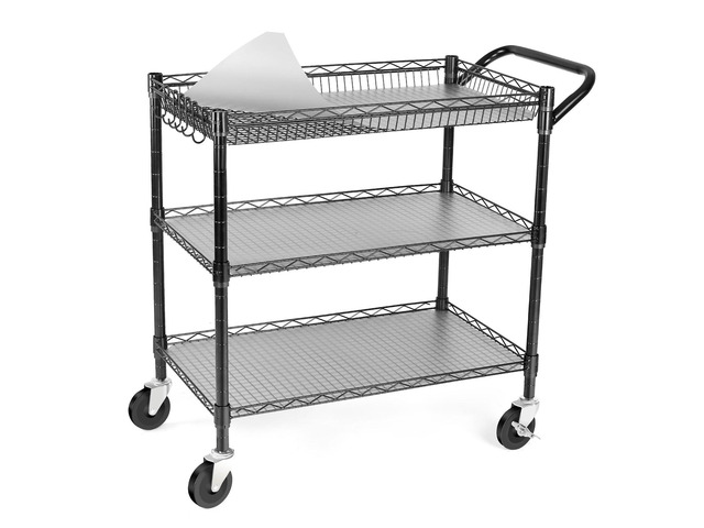 990Lbs Capacity Heavy Duty Rolling Utility Cart, NSF Rolling Carts with Wheels,Commercial Grade Metal Cart with Handle Bar & Shelf Liner,Trolley...