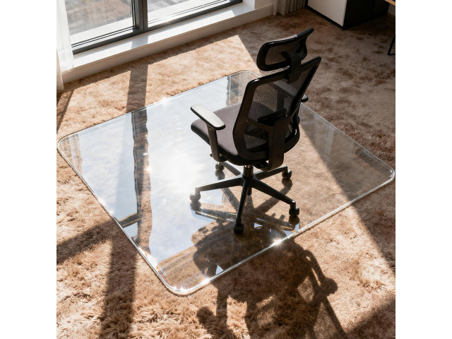 Tempered Glass Chair Mat for Carpet 46' x 60' Heavy Duty Office Chair Mat for Carpets 1/5' Thick for Carpeted Floor/Hard Floor Easy Glide Carpet...