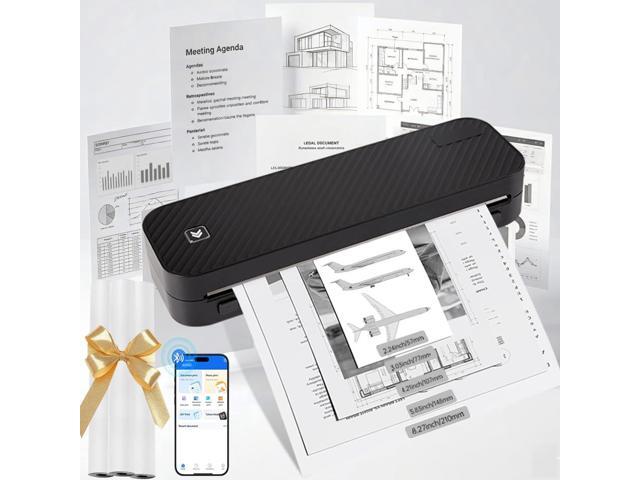 Portable Printer for Travel Bluetooth,Inkless Travel Printer,supports thermal US Letter & A4 & A5 & A6 & A7 & Receipt paper,Compatible with Phone &...