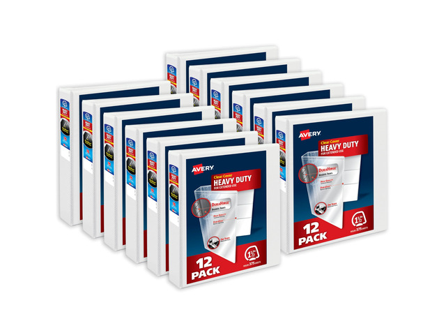 Heavy-Duty View 3 Ring Binders, 1.5 Inch One Touch Slant Rings, DuraHinge, 2.1 Inch Wide Spine, Customizable Clear Cover and Spine, White Binders...