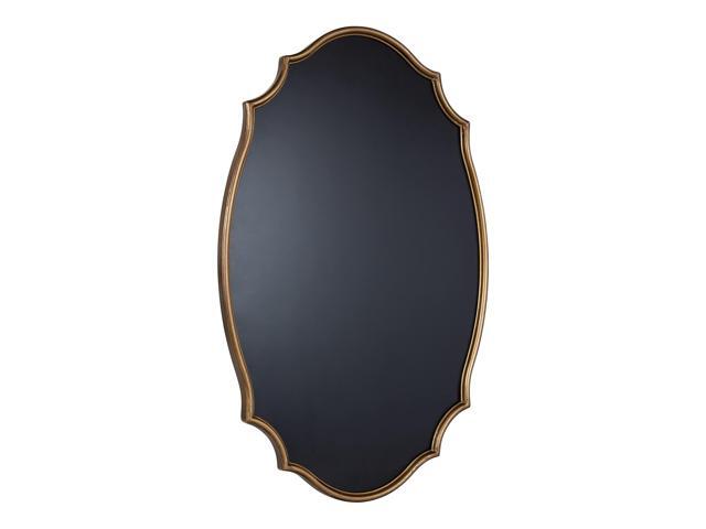 Leanna Decorative Scalloped Metal Chalkboard; 24 x 36; Gold; Framed Rounded Oval Vintage Chalkboard for Unique Display; Organization; and Decor
