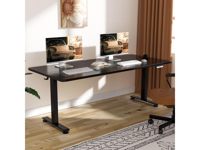 63 Inch Electric Standing Desk, Adjustable Height Office Desk with Wood Desktop, Computer Table for Home Work, Study and Gaming, Small Spaces,.