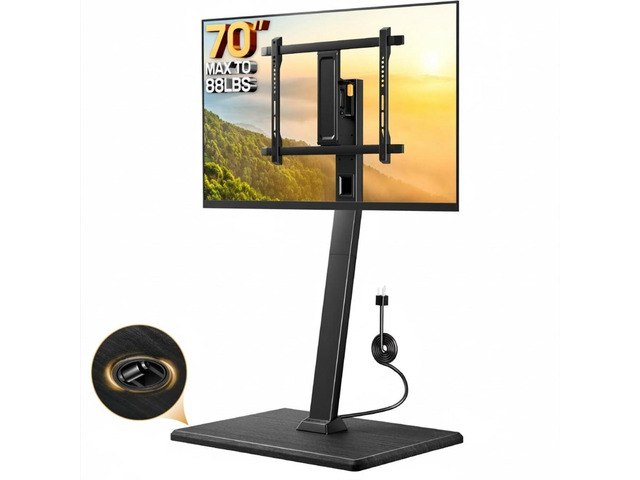 Rolling TV Stand with Power Outlet, Tilt and Swivel Mobile TV Cart with Hidden Casters, Fits 30-70 Inch TVs, Height-Adjustable, 88 lbs Load...