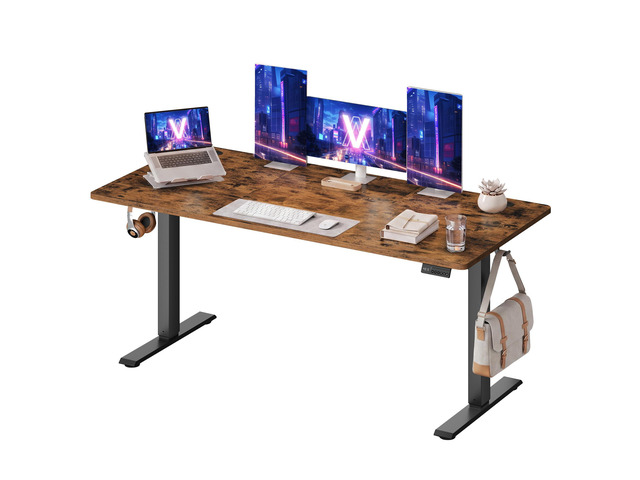 Electric Standing Desk, Stand Up Desk, 4 Memory Heights, Sedentary Reminder, for Home Office, 63 x 27.6 Inches, Rustic Brown ULSD316KD02S