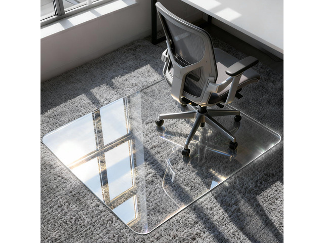 Tempered Glass Chair Mat for Carpet 40' x 48' Heavy Duty Office Chair Mat for Carpets 1/5' Thick for Carpeted Floor/Hard Floor Easy Glide Carpet...