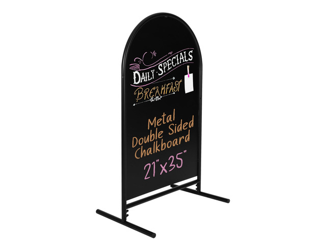 Metal A Frame Sign, Chalkboard Sidewalk Sign - 21x35 in, Black Freestanding Double Sided Magnetic Chalkboard, Sandwich Board Signs, Includes...