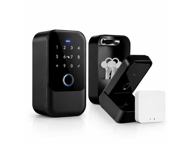 Smart Key Lock Box with Fingerprint, App Control, Code & Key Access, Optional WiFi Remote Unlock, Outdoor Waterproof Key Safe for Airbnb, Rental...