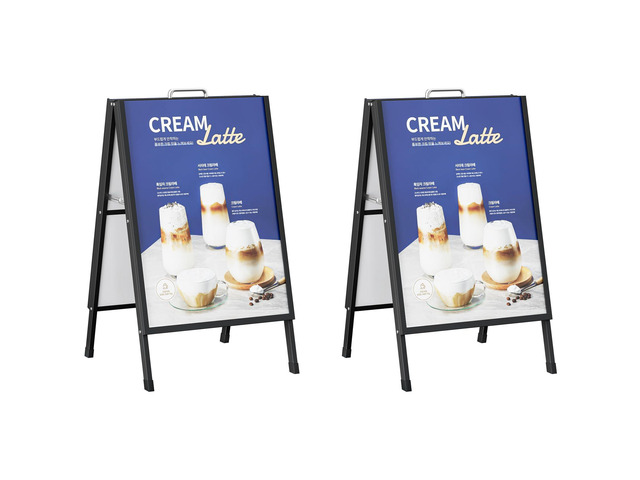 2 PCS A-Frame Signs, 24'x36' Slide-in Foldable Signboard Holder Portable Double-Sided Sandwich Board with Carry Handles, for Museum, Restaurants,...