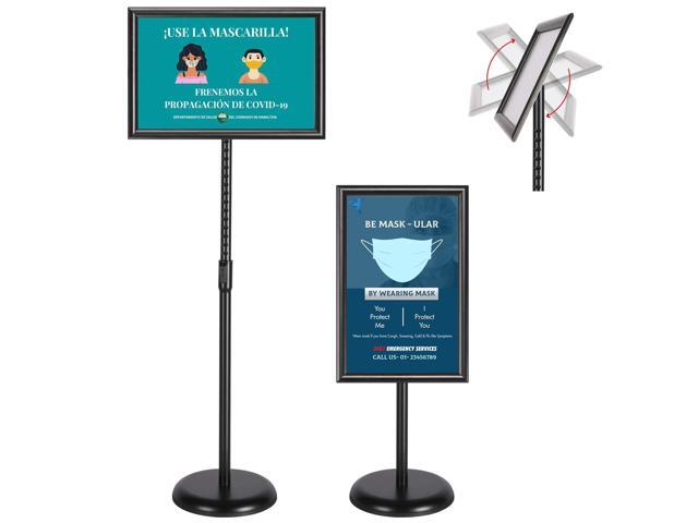 Adjustable Heavy Duty Pedestal Sign Holder Floor Stand, Sign Stand Poster Stand, Standing Floor, 11 x 17 inch, Vertical & Horizontal View, Outdoor...