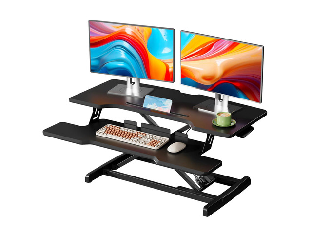 35' Standing Desk Converter, Quick Sit to Stand Desk Riser Height Adjustable Stand up Desk with Keyboard Tray for Dual Monitor, Copmputer...