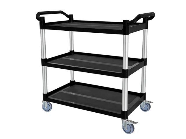 Utility Cart with Tangle-Free Wheels, 3 Tier Rolling Cart, Restaurant Cart 2 with Brakes, Heavy Duty 350 Lbs Capacity,Commercial Serving Cart for.