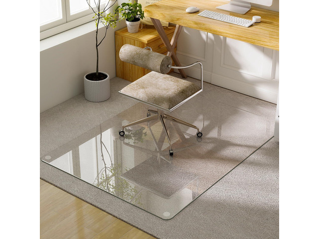 54'x32' Tempered Glass Chair Mat Office Chair Mat for Carpet Heavy Duty Office Floor Protector for Hardwood Floors & Carpets Shatterproof Desk...